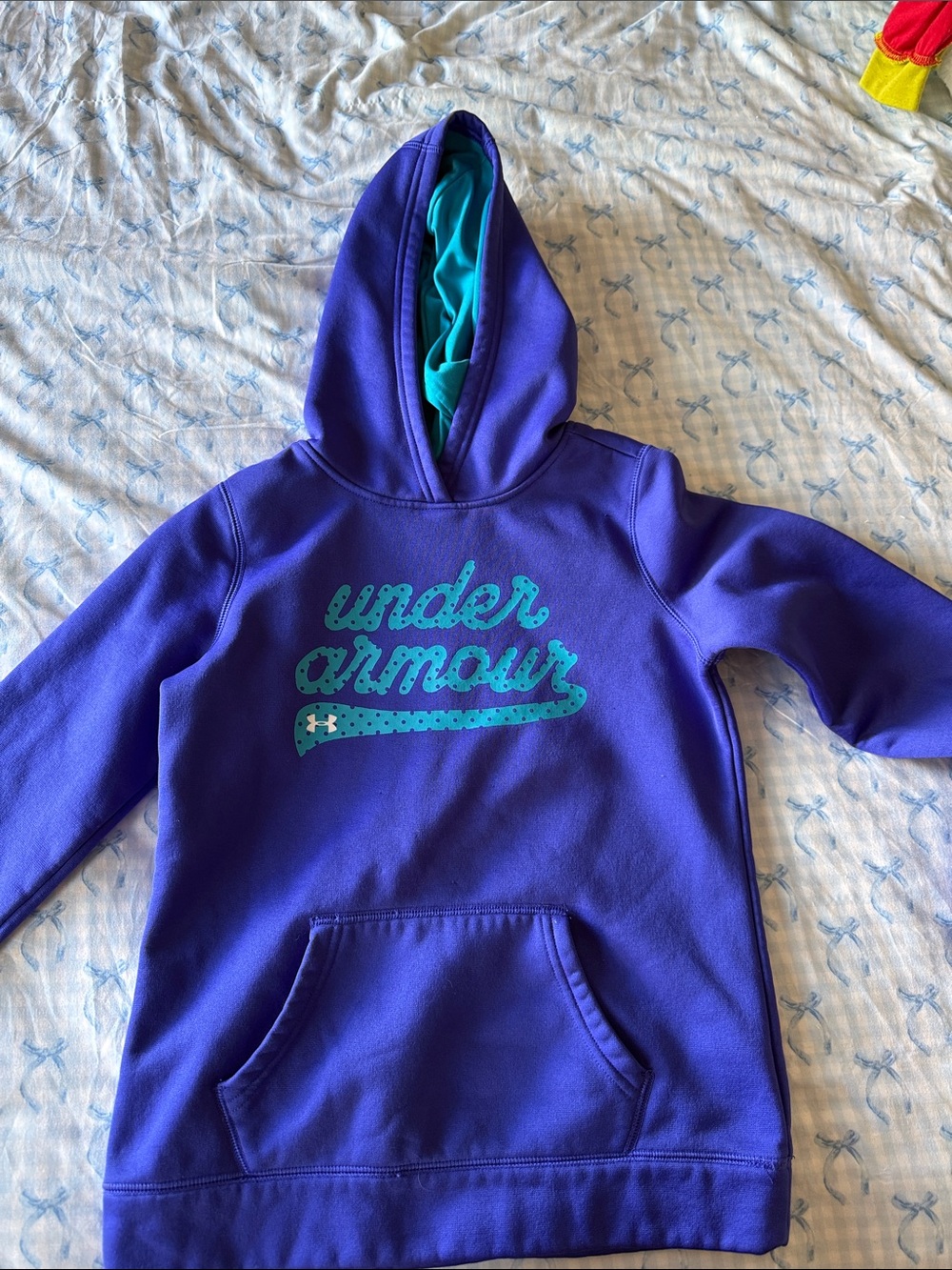 Under Armour Girls Purple Hoodie with Teal Logo